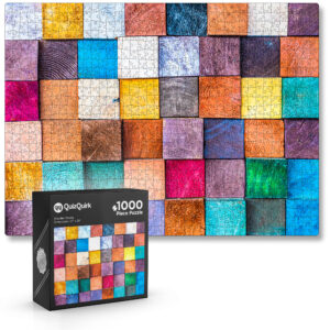 1000 Piece Colorful Wooden Blocks Jigsaw Puzzle (Puzzle Saver Kit Included)