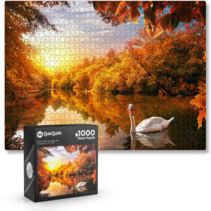 1000 Piece Sunset Swan Jigsaw Puzzle (Puzzle Saver Kit Included)
