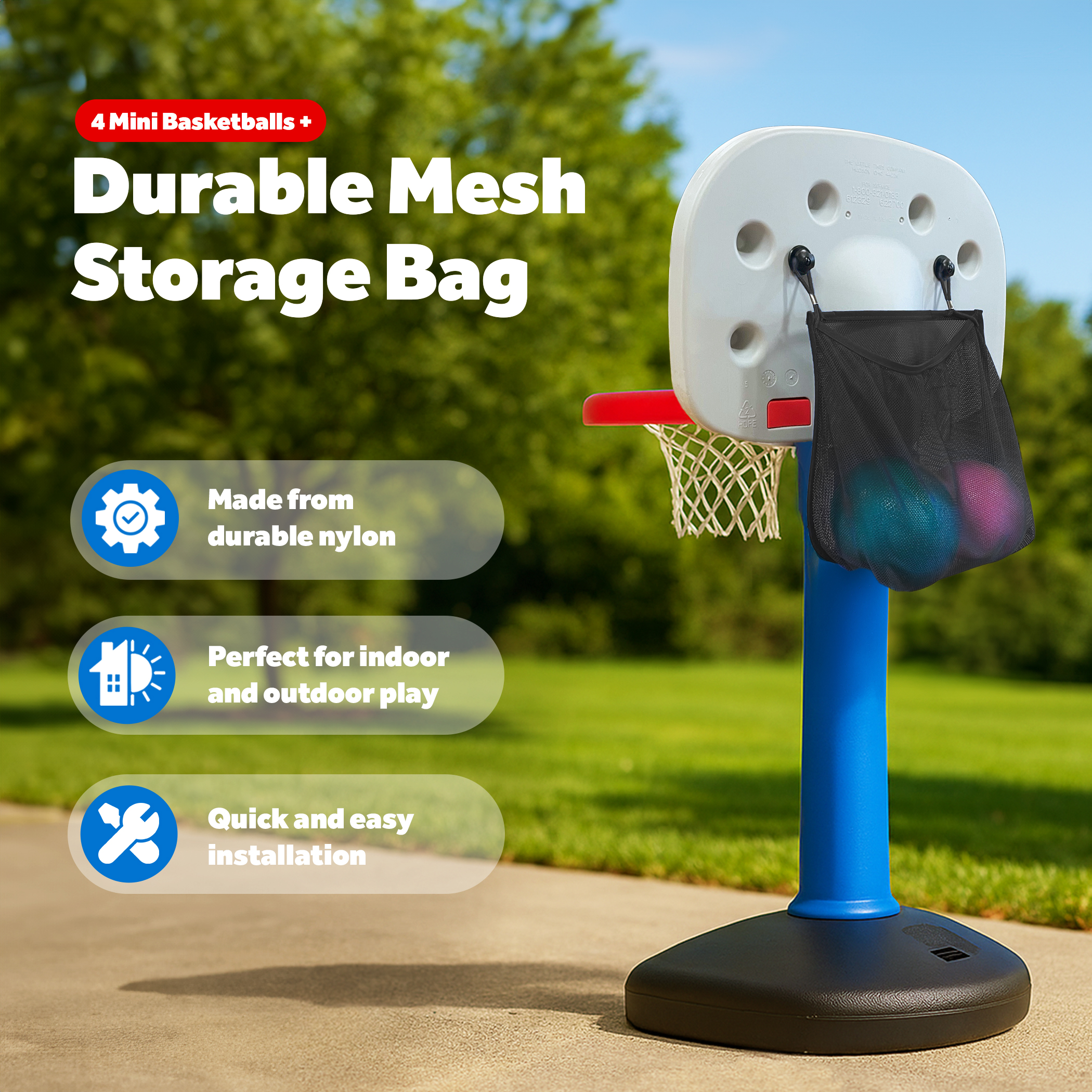 Storage Set for Little Tikes Easy ScoreBasketball Hoop + Mini Basketballs Multi Color - Image 3