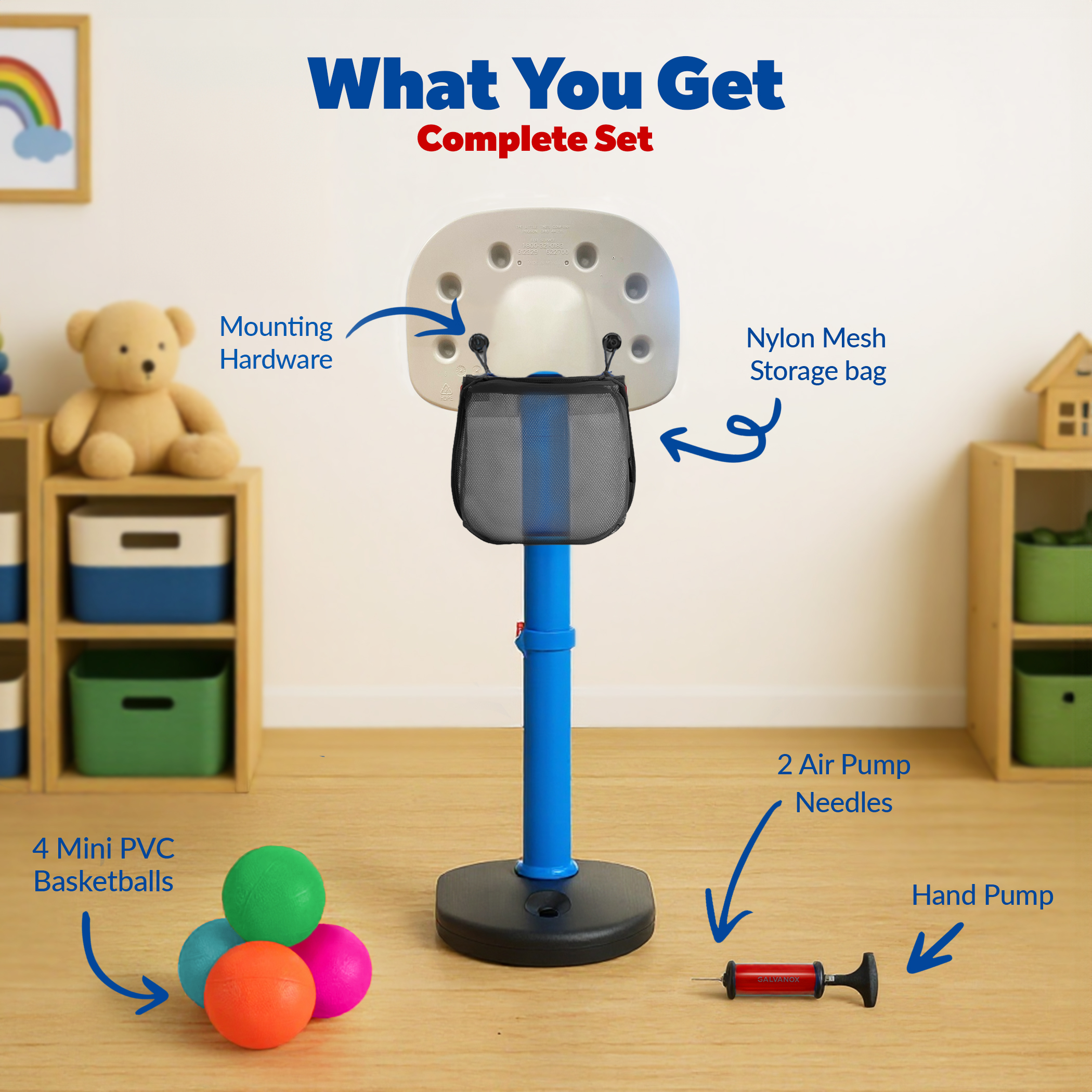 Storage Set for Little Tikes Easy ScoreBasketball Hoop + Mini Basketballs Multi Color - Image 5